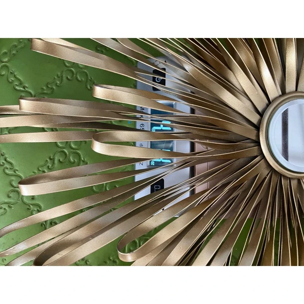 Vintage Starburst Sunburst Mirror Wall Art Gold Metal Mid‎ Century Modern Accent